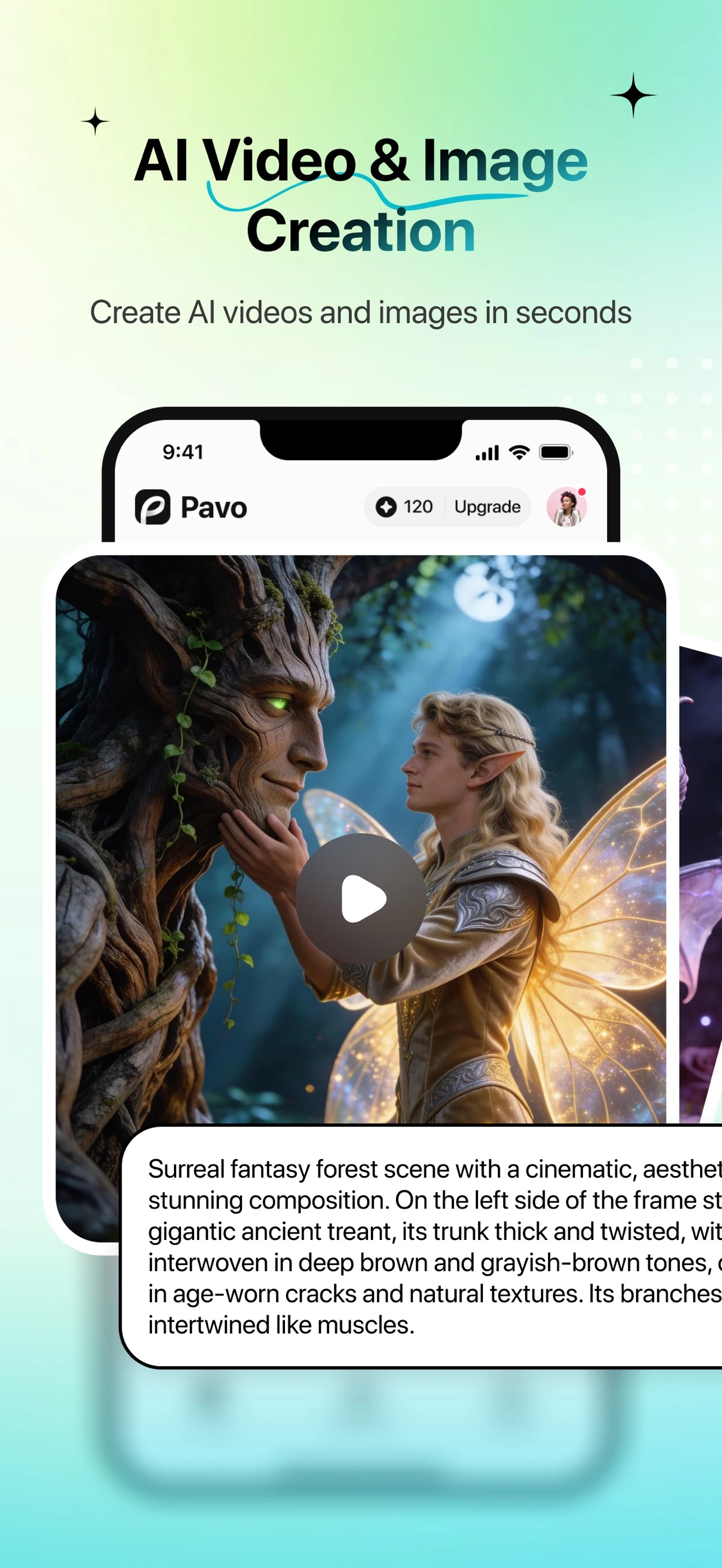 Pavo app store preview of AI image and video creation